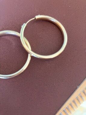 14K Gold Puff Hallow Hoop Earrings by JCM Jacmel